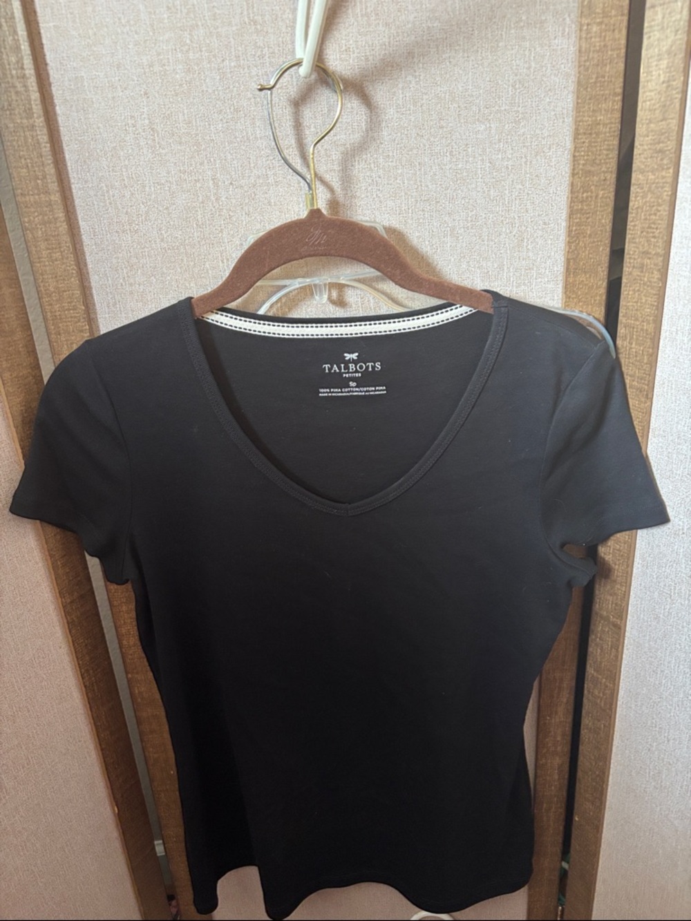 Talbots Women's Classic Black V-Neck Tee Petite Small